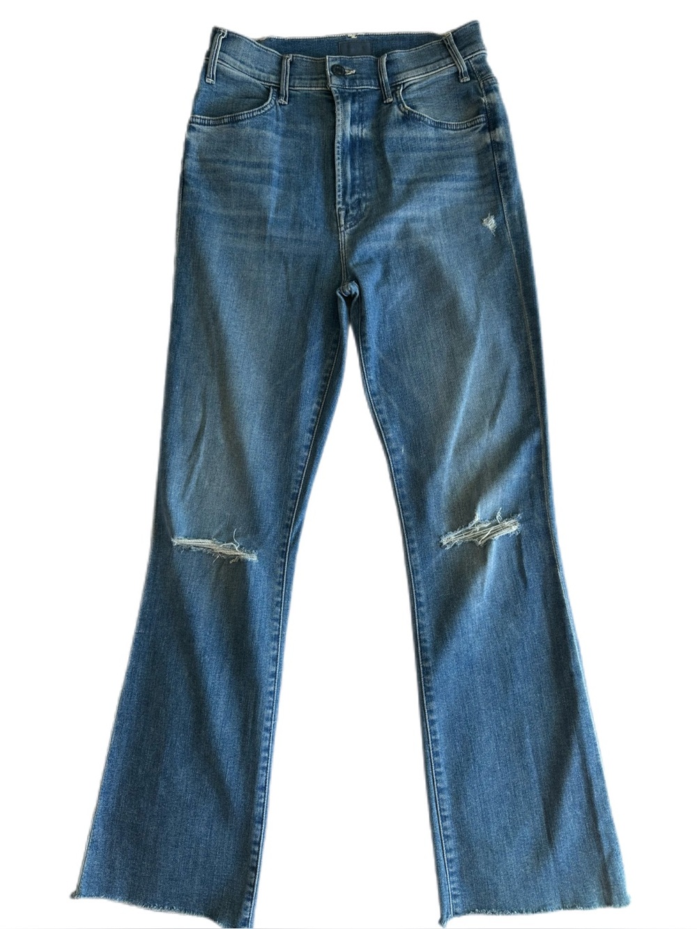 MOTHER The Hustler Ankle Fray Can’t Stop Staring Distressed Flare Jeans Size 28